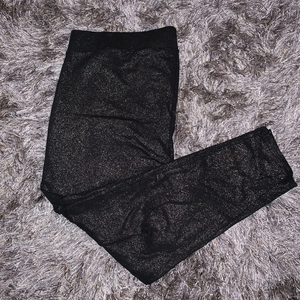 Black Leggings with Gold Sparkles